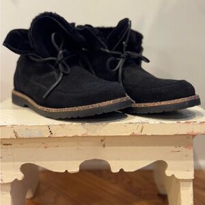 Black Suede Birkenstock Bakki Warm Winter Boots with Fur Lining